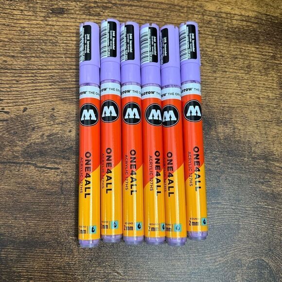 Molotow One4All Acrylic Pump Marker in Lavender. 2mm Fine Tip. 6-Pack. NIB! - Picture 10 of 11